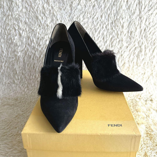 FENDI Shoes Pumps Heel EU 38.5 US 8.5 Black Authentic