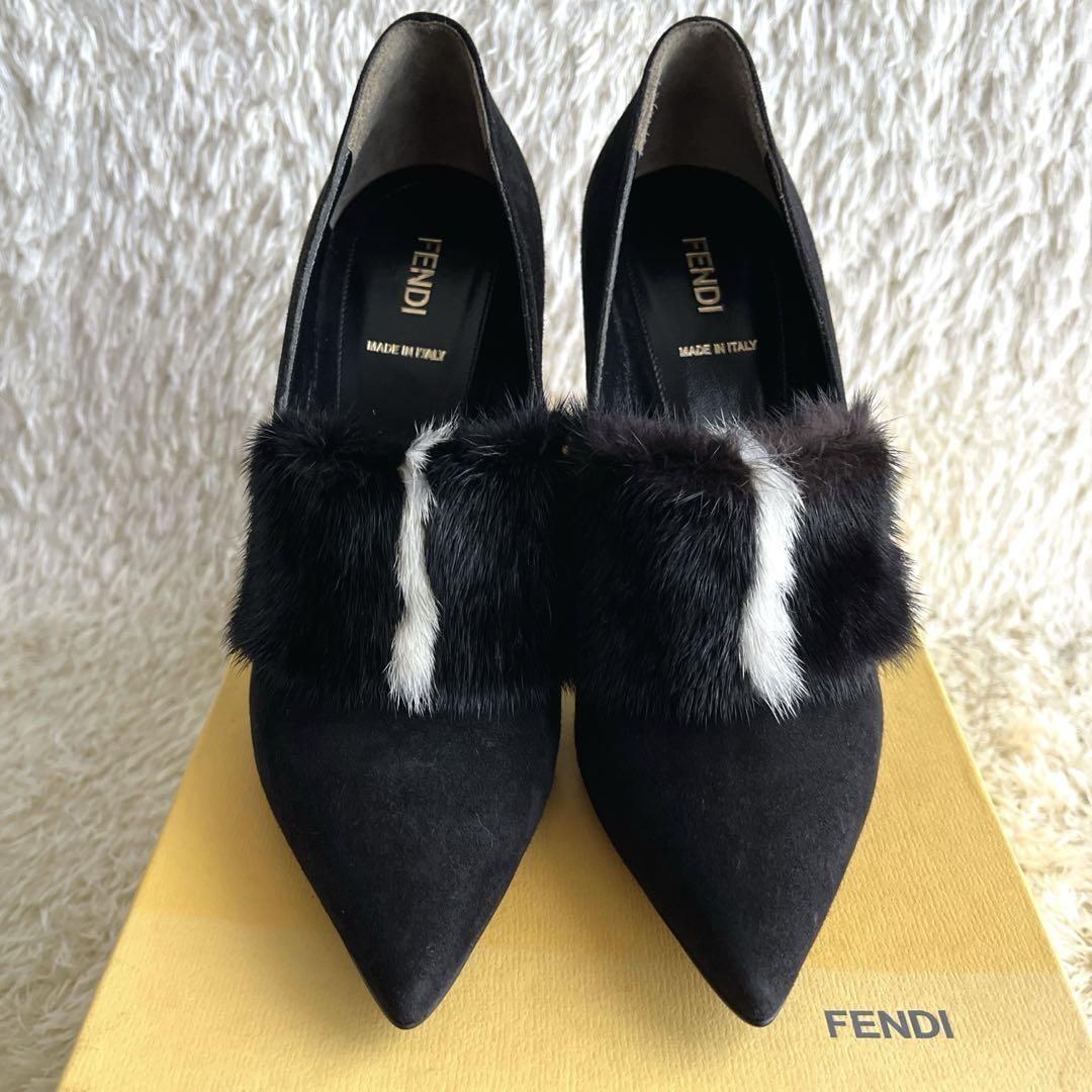 FENDI Shoes Pumps Heel EU 38.5 US 8.5 Black Authentic
