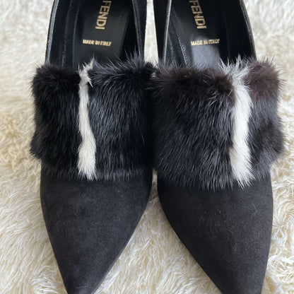 FENDI Shoes Pumps Heel EU 38.5 US 8.5 Black Authentic