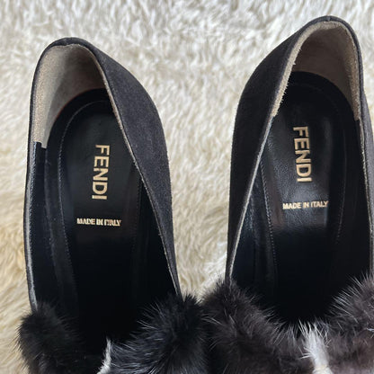 FENDI Shoes Pumps Heel EU 38.5 US 8.5 Black Authentic