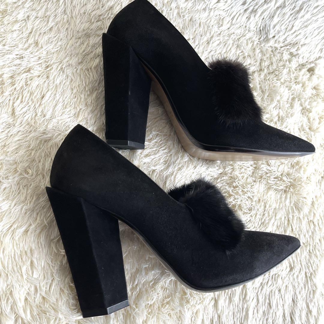 FENDI Shoes Pumps Heel EU 38.5 US 8.5 Black Authentic