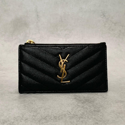 Saint Laurent  YSL Coin Case Cassandra Logo Card Holder Wallet Purse Used Auth