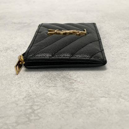 Saint Laurent  YSL Coin Case Cassandra Logo Card Holder Wallet Purse Used Auth