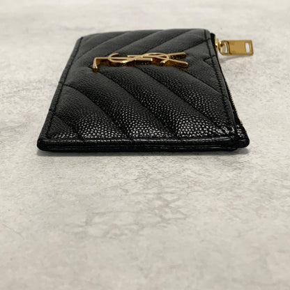 Saint Laurent  YSL Coin Case Cassandra Logo Card Holder Wallet Purse Used Auth