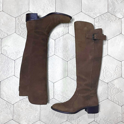 FENDI Boots Shoes EU 37.5 US 7.5 Leather Chocolate Brown Authentic