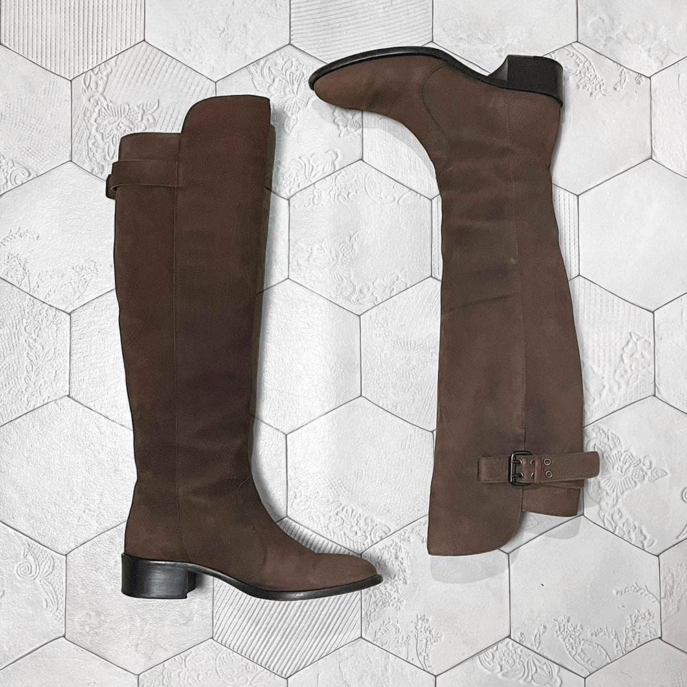 FENDI Boots Shoes EU 37.5 US 7.5 Leather Chocolate Brown Authentic