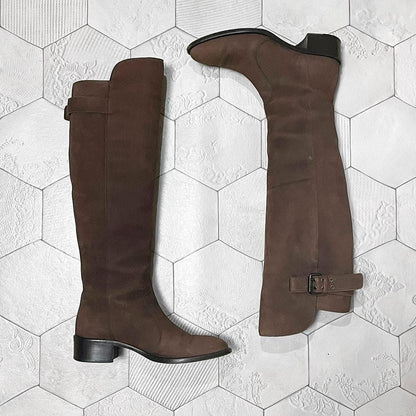 FENDI Boots Shoes EU 37.5 US 7.5 Leather Chocolate Brown Authentic