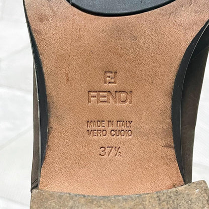 FENDI Boots Shoes EU 37.5 US 7.5 Leather Chocolate Brown Authentic
