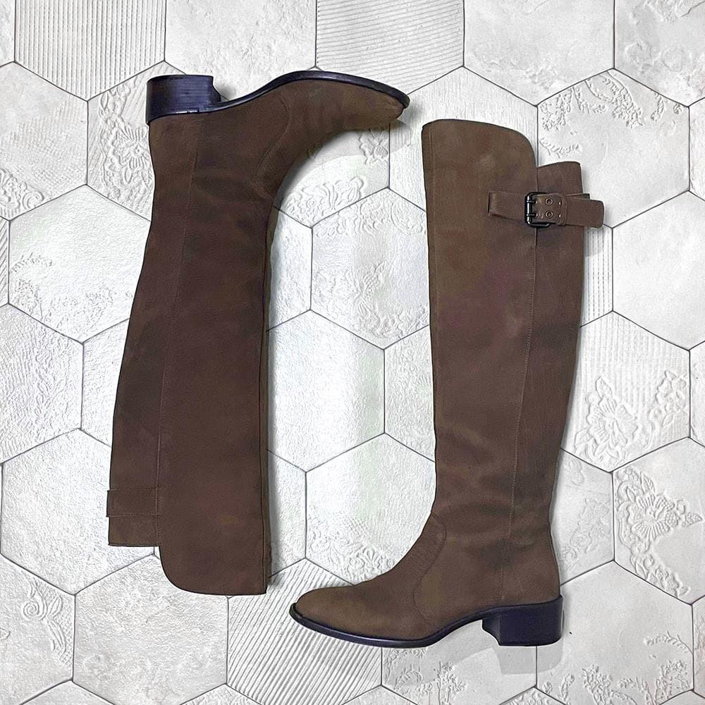 FENDI Boots Shoes EU 37.5 US 7.5 Leather Chocolate Brown Authentic