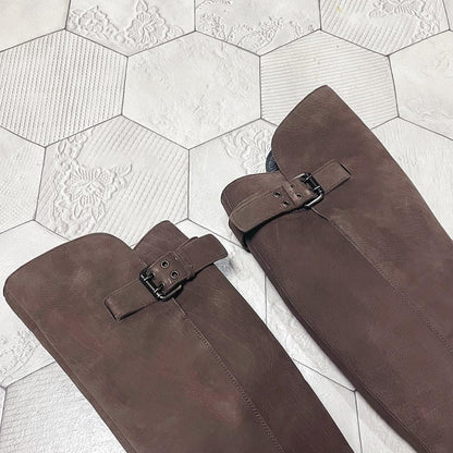 FENDI Boots Shoes EU 37.5 US 7.5 Leather Chocolate Brown Authentic