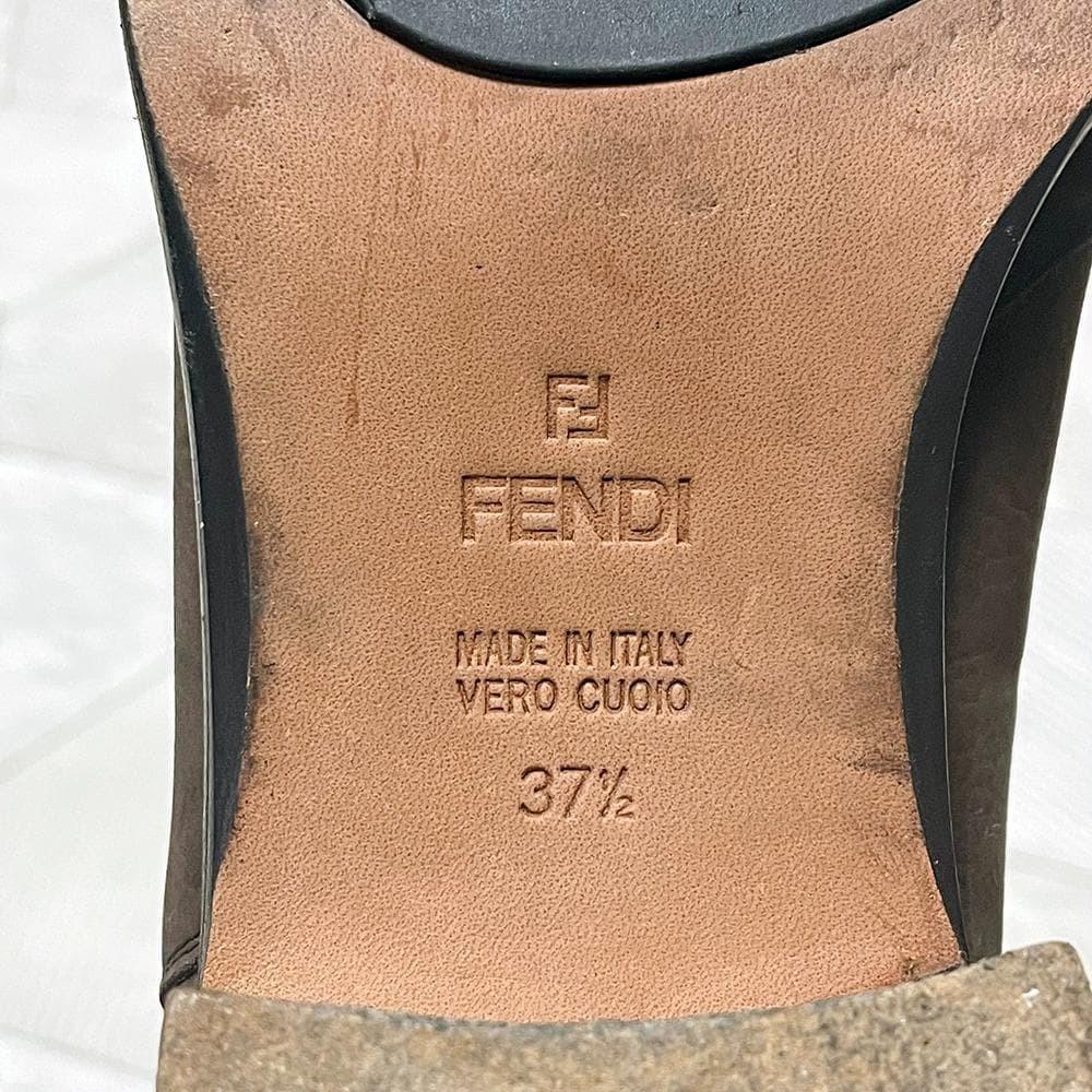 FENDI Boots Shoes EU 37.5 US 7.5 Leather Chocolate Brown Authentic