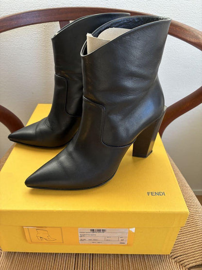 FENDI Short Boots Shoes EU 37 US 7 Black Authentic