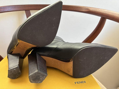 FENDI Short Boots Shoes EU 37 US 7 Black Authentic