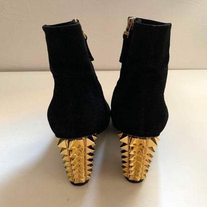 FENDI Short Boots Shoes EU 35.5 US 5.5 Suede Black Authentic