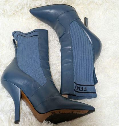 FENDI Sock Boots Shoes EU 35 US 5 Navy Authentic