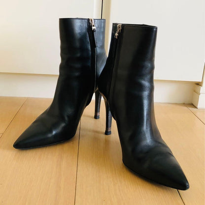 FENDI Short Boots Shoes EU 38 US 8 Leather Black Authentic