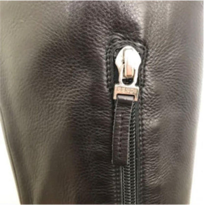 FENDI Long Boots Shoes EU 38 US 8 Leather Black Authentic