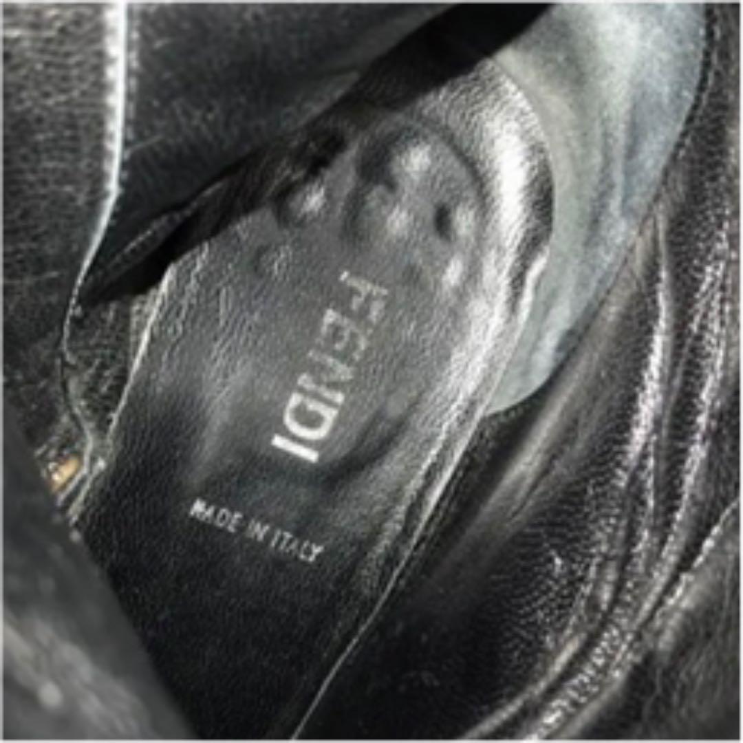 FENDI Long Boots Shoes EU 38 US 8 Leather Black Authentic