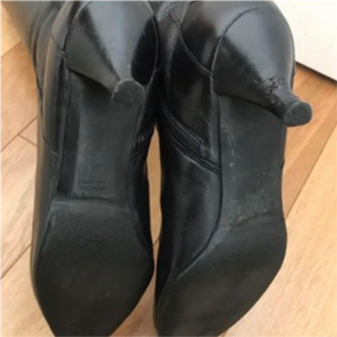 FENDI Long Boots Shoes EU 38 US 8 Leather Black Authentic