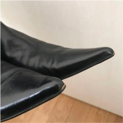 FENDI Long Boots Shoes EU 38 US 8 Leather Black Authentic