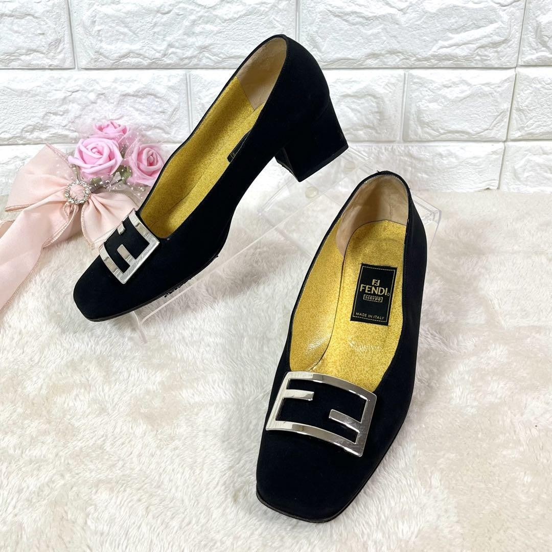 FENDI Shoes Pumps Heel FF EU 36 US 6 Black Authentic