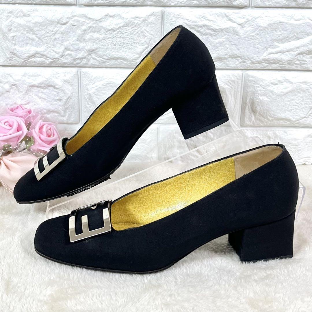FENDI Shoes Pumps Heel FF EU 36 US 6 Black Authentic