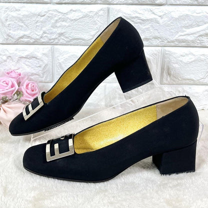FENDI Shoes Pumps Heel FF EU 36 US 6 Black Authentic