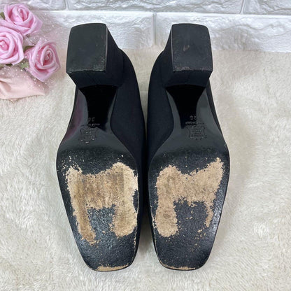 FENDI Shoes Pumps Heel FF EU 36 US 6 Black Authentic