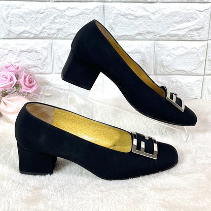 FENDI Shoes Pumps Heel FF EU 36 US 6 Black Authentic