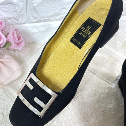 FENDI Shoes Pumps Heel FF EU 36 US 6 Black Authentic