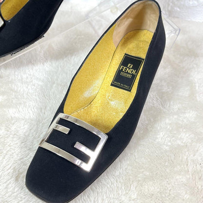 FENDI Shoes Pumps Heel FF EU 36 US 6 Black Authentic