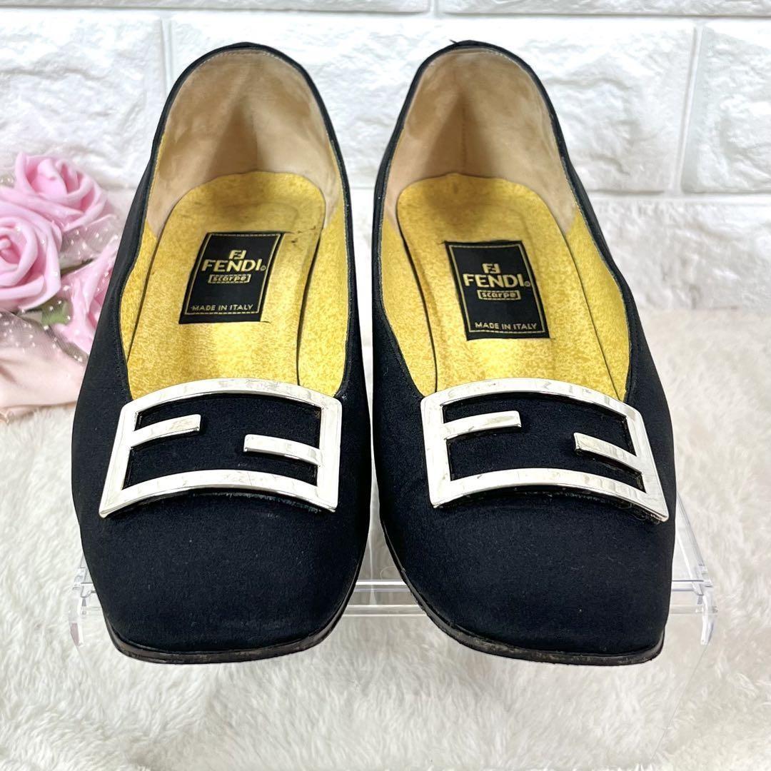 FENDI Shoes Pumps Heel FF EU 36 US 6 Black Authentic