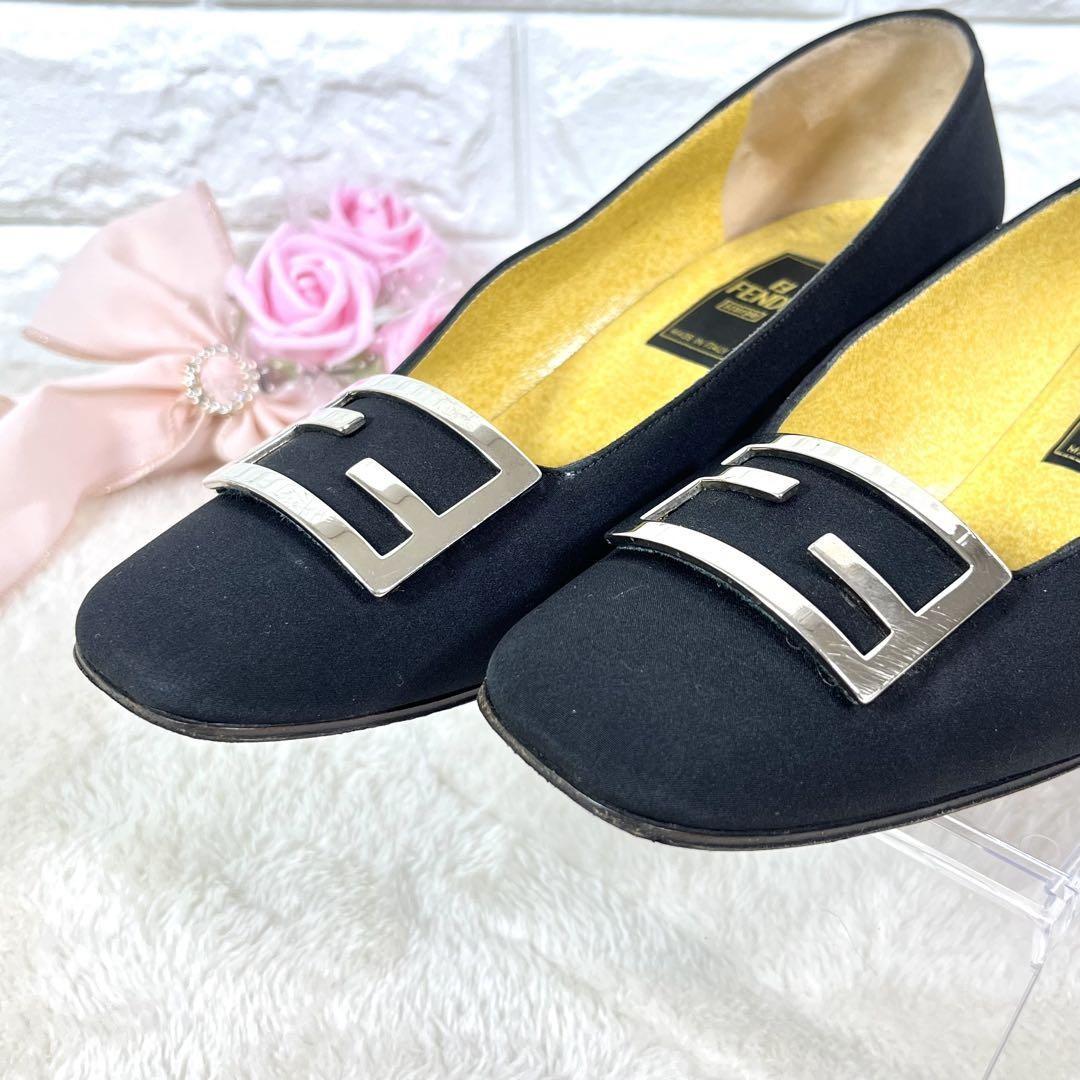 FENDI Shoes Pumps Heel FF EU 36 US 6 Black Authentic