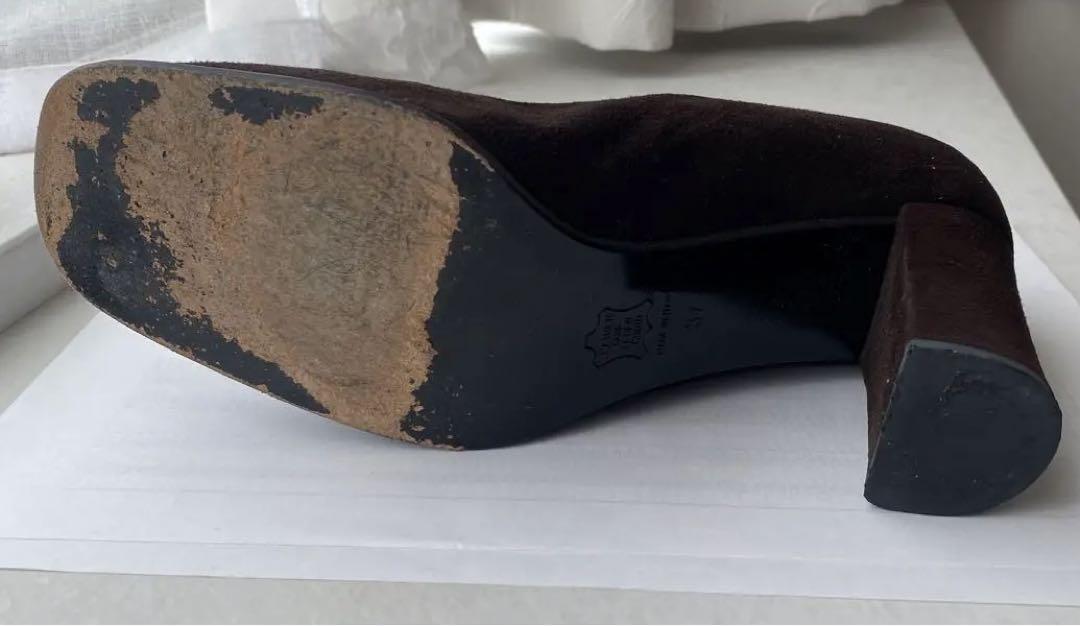 FENDI Shoes Pumps Heel FF EU 37 US 7 Suede Brown Authentic