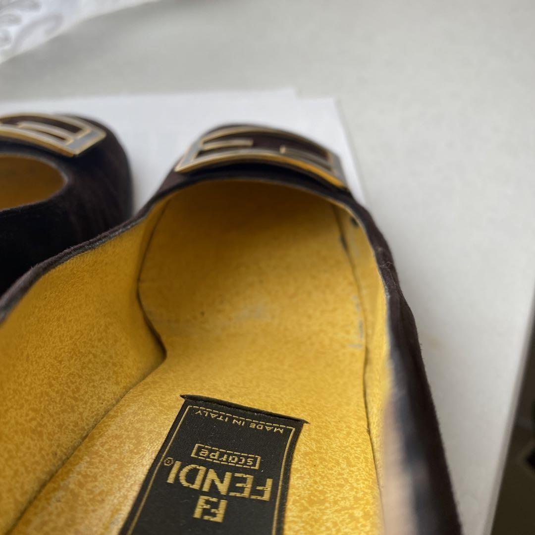 FENDI Shoes Pumps Heel FF EU 37 US 7 Suede Brown Authentic