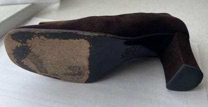 FENDI Shoes Pumps Heel FF EU 37 US 7 Suede Brown Authentic