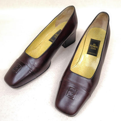 FENDI Shoes Pumps Heel FF EU 36.5 US 6.5 Dark Brown Authentic