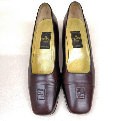 FENDI Shoes Pumps Heel FF EU 36.5 US 6.5 Dark Brown Authentic