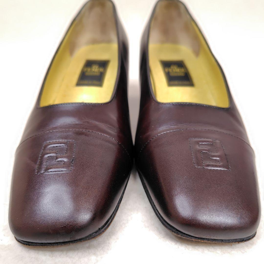 FENDI Shoes Pumps Heel FF EU 36.5 US 6.5 Dark Brown Authentic