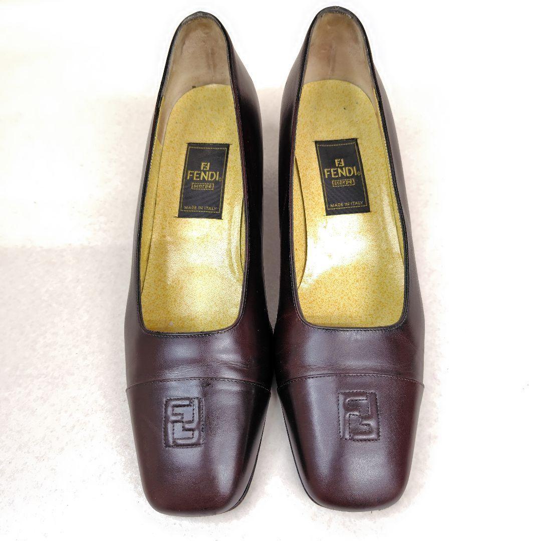 FENDI Shoes Pumps Heel FF EU 36.5 US 6.5 Dark Brown Authentic