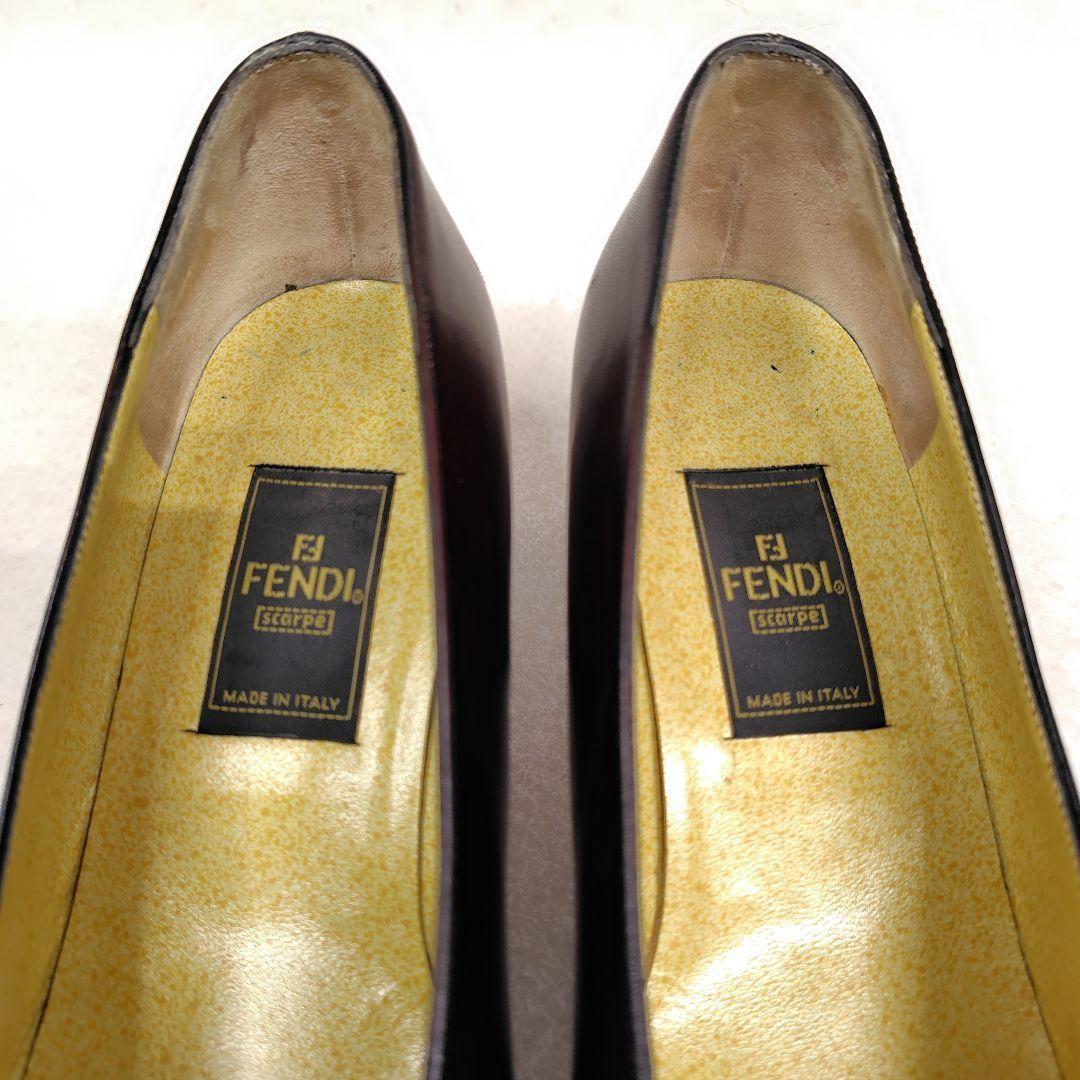 FENDI Shoes Pumps Heel FF EU 36.5 US 6.5 Dark Brown Authentic