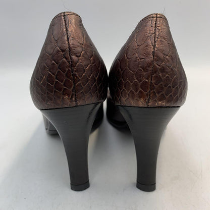 FENDI Shoes Pumps Heel EU 36 US 6 Leather metallic brown Authentic