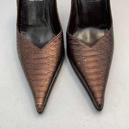 FENDI Shoes Pumps Heel EU 36 US 6 Leather metallic brown Authentic