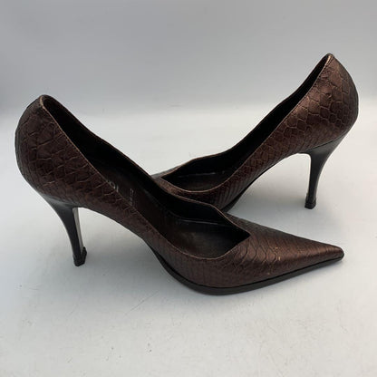 FENDI Shoes Pumps Heel EU 36 US 6 Leather metallic brown Authentic