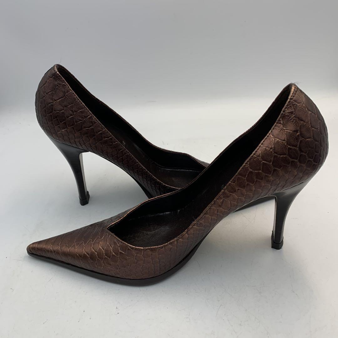 FENDI Shoes Pumps Heel EU 36 US 6 Leather metallic brown Authentic