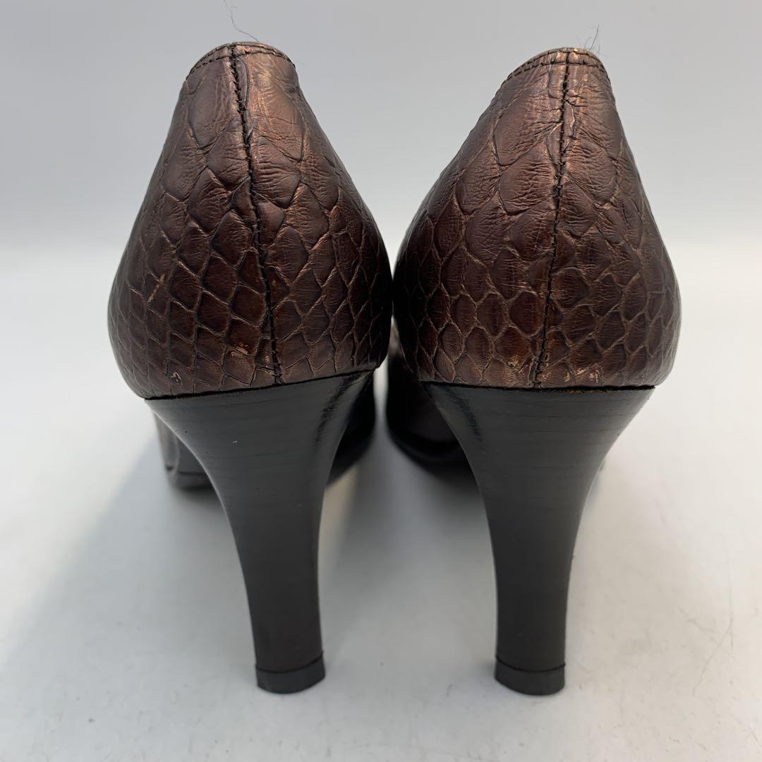 FENDI Shoes Pumps Heel EU 36 US 6 Leather metallic brown Authentic