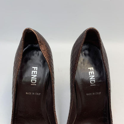 FENDI Shoes Pumps Heel EU 36 US 6 Leather metallic brown Authentic