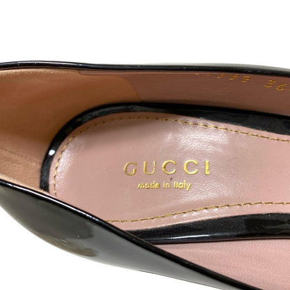 GUCCI Shoes Pumps Heel EU 36.5 US 6.5 Patent Leather Black Authentic