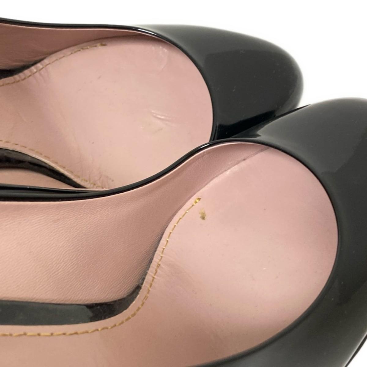 GUCCI Shoes Pumps Heel EU 36.5 US 6.5 Patent Leather Black Authentic