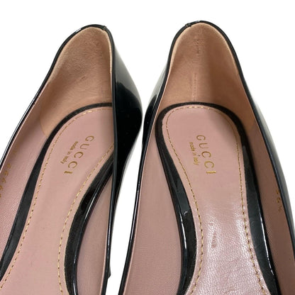 GUCCI Shoes Pumps Heel EU 36.5 US 6.5 Patent Leather Black Authentic